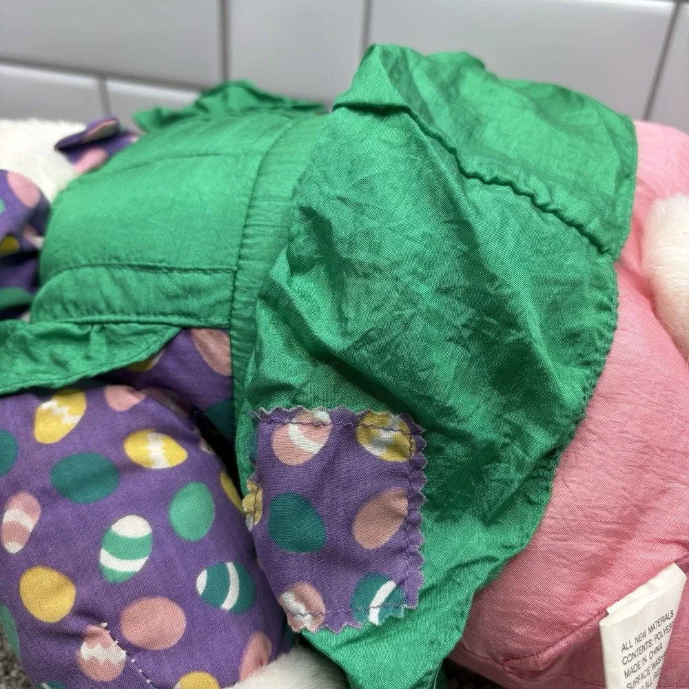 VTG 1993 Nylon Plush Rabbit Easter‎ Bunny Green Purple Silky Parachute Rare Hg10